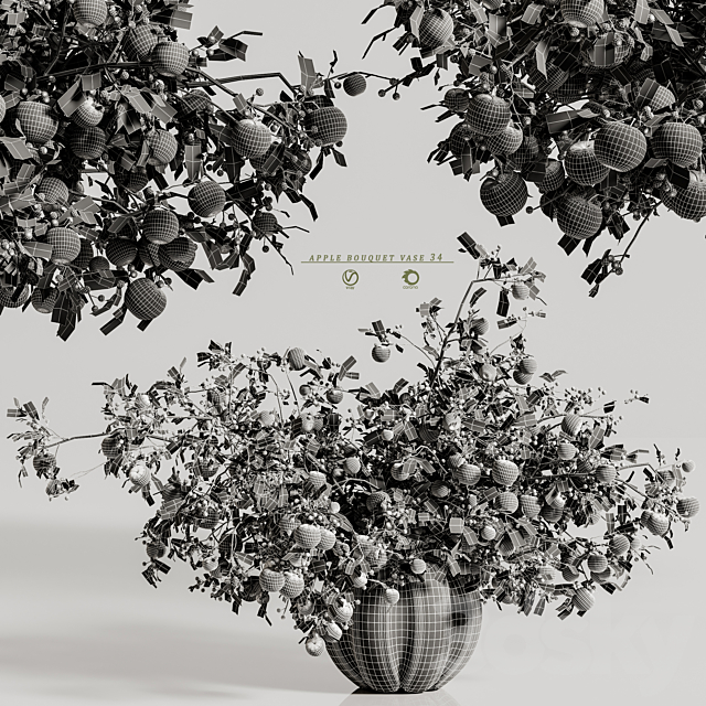 apple plants bouquet vase 34 3DS Max Model - thumbnail 7