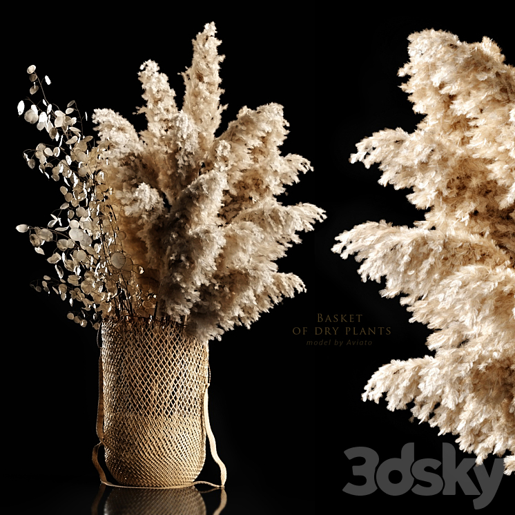 Basket of dry plants 3DS Max Model - thumbnail 3