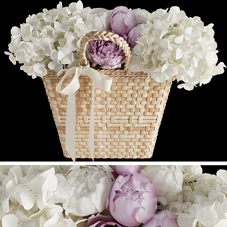 Basket with flowers 3DS Max Model - thumbnail 3