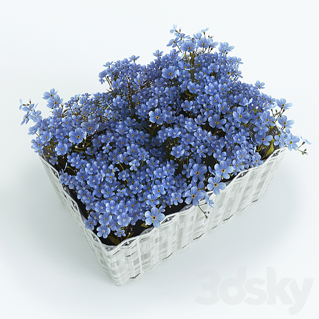 Basket with Forget-Me 3DS Max Model - thumbnail 2