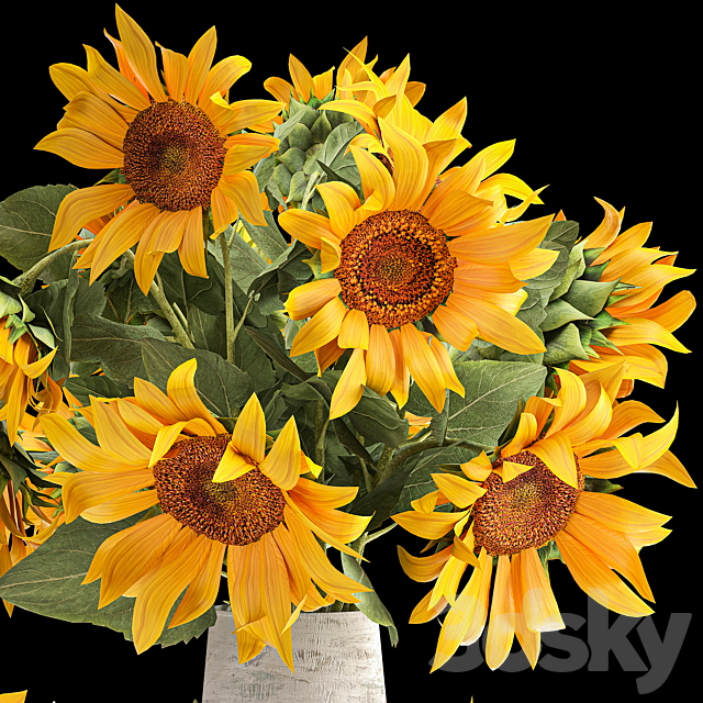 Beautiful lush bouquet of yellow flowers in a vase with Sunflower Sunflower. 118 3ds Max - thumbnail 2