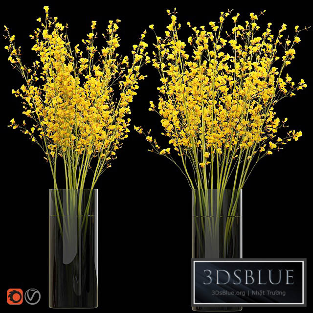 Big bouquet. Orchid oncidium in a vase 3DS Max - thumbnail 3