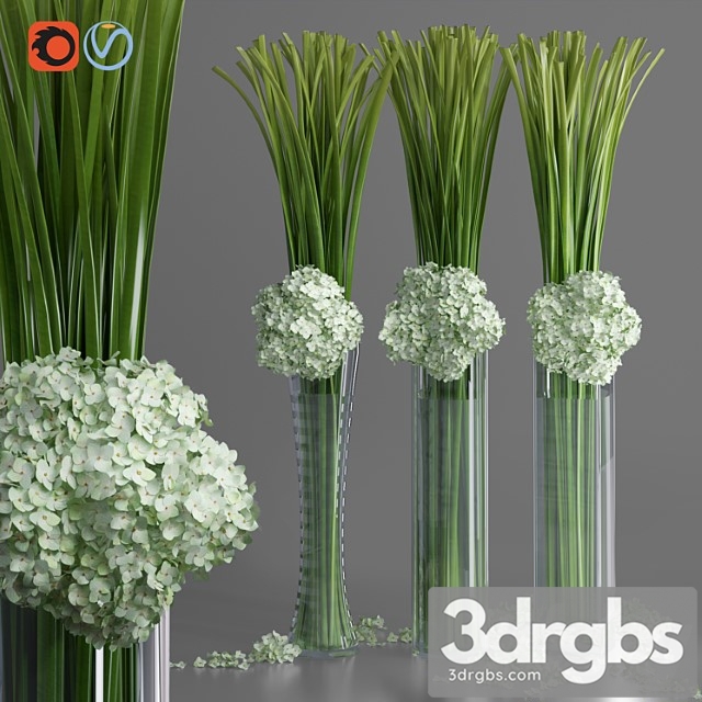 Big hydrangea leaf vases decorative set - thumbnail 1