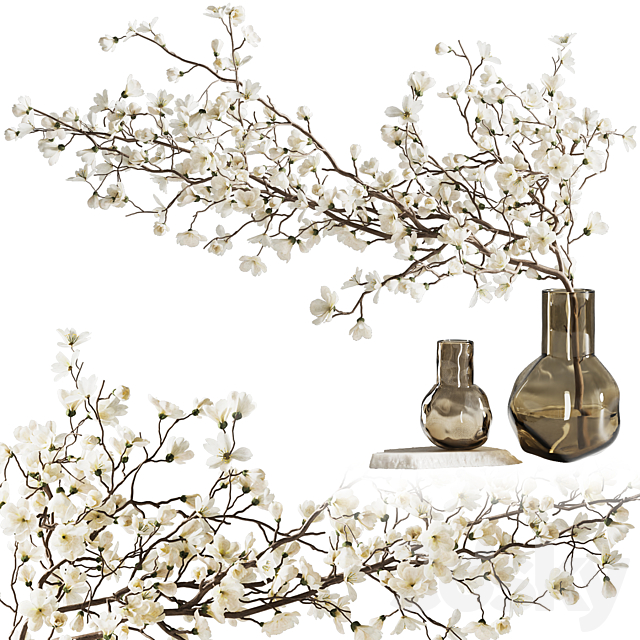 Blooming branch in a vase 3ds Max - thumbnail 1