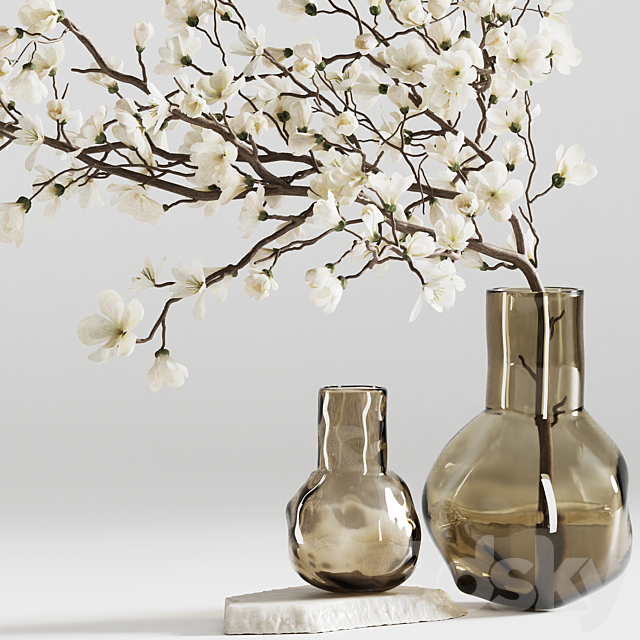 Blooming branch in a vase 3ds Max - thumbnail 3