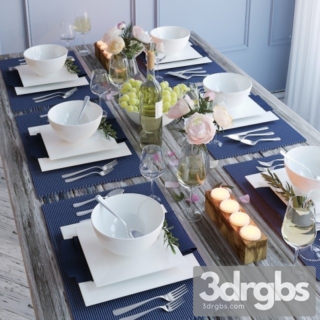 Blue Serv Tableware 3dsmax Download - thumbnail 1