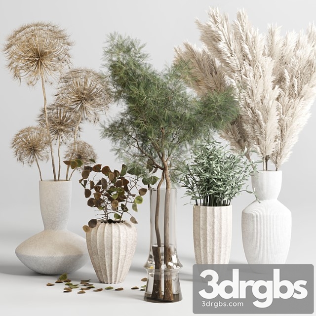 Bouquet 13 Concrete Vse Plant Pampas and Dry Hogweed Dry Leaves 3dsmax Download - thumbnail 1