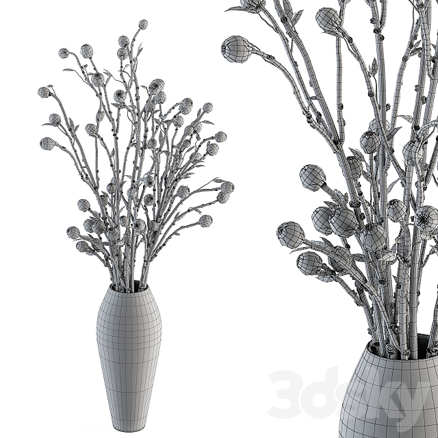 Bouquet 32 – Dried Plant Papavet Bouquet 3DS Max Model - thumbnail 4