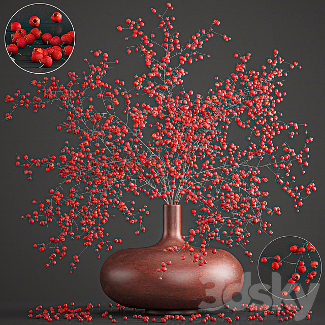 Bouquet 97. Branches. berries. Branches. berries. vase. natural decor. red 3DSMax File - thumbnail 1