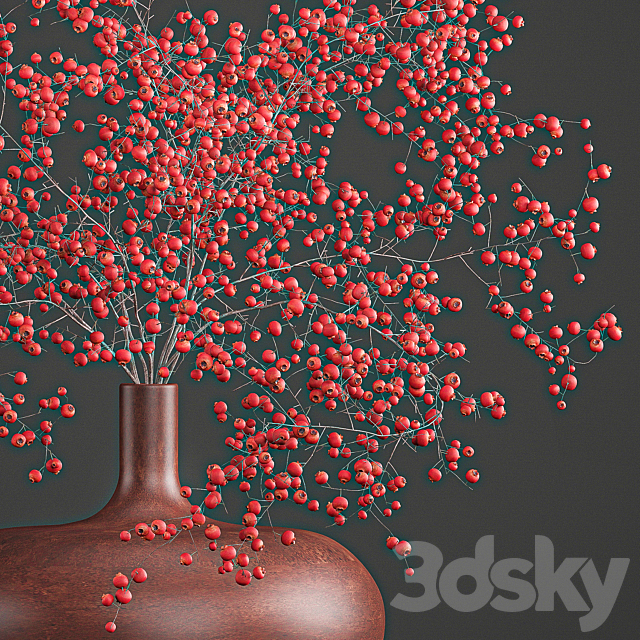 Bouquet 97. Branches. berries. Branches. berries. vase. natural decor. red 3DSMax File - thumbnail 2