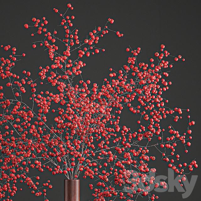 Bouquet 97. Branches. berries. Branches. berries. vase. natural decor. red 3DSMax File - thumbnail 3