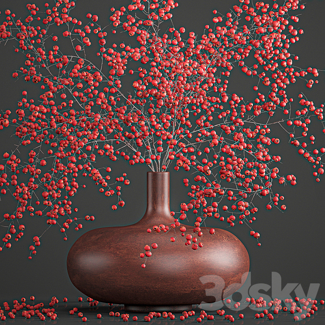 Bouquet 97. Branches. berries. Branches. berries. vase. natural decor. red 3DSMax File - thumbnail 4