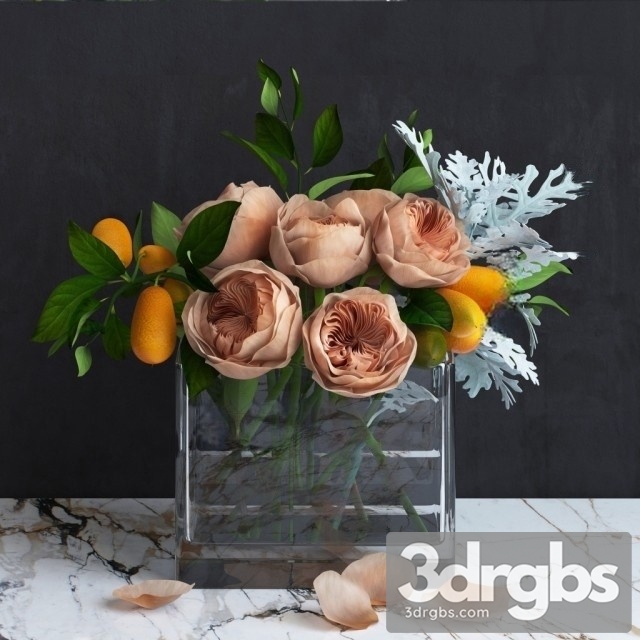 Bouquet Austin Roses 3dsmax Download - thumbnail 1