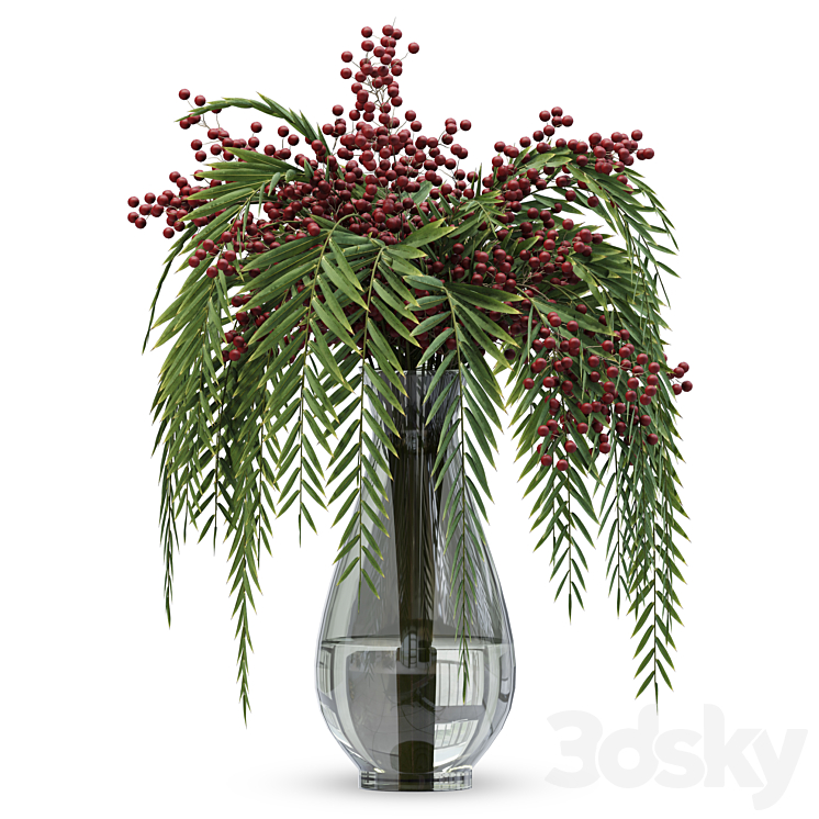 Bouquet berries vases 3DS Max Model - thumbnail 2