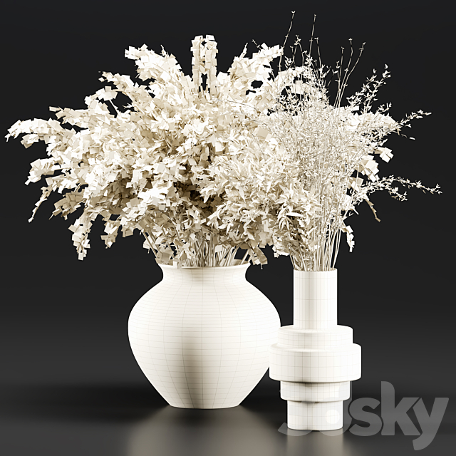 Bouquet Collection 14 – Decorative Branches in Concrete Vases 3DSMax File - thumbnail 4