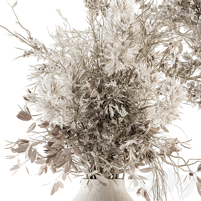 Bouquet – Dried Branch in Wooden vase 75 3DSMax File - thumbnail 2