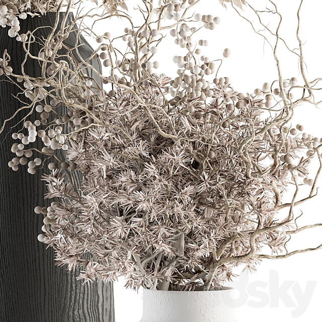 Bouquet – Dried Branch in Wooden vase 75 3DSMax File - thumbnail 3