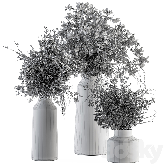 Bouquet – Dried Branch in Wooden vase 75 3DSMax File - thumbnail 5