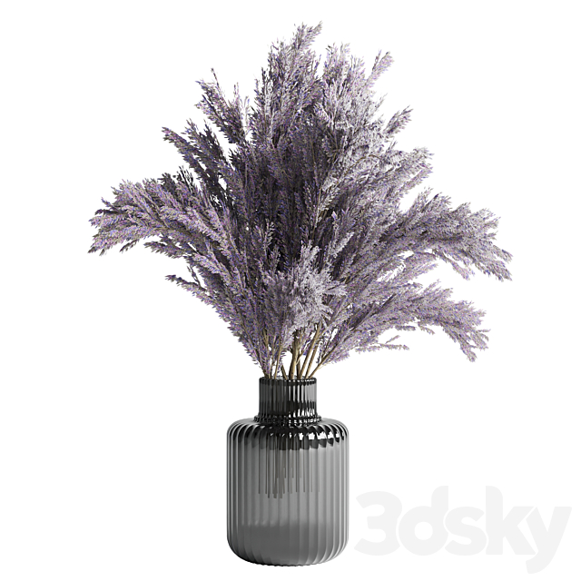 bouquet dry lavender vase glass 3ds Max - thumbnail 1