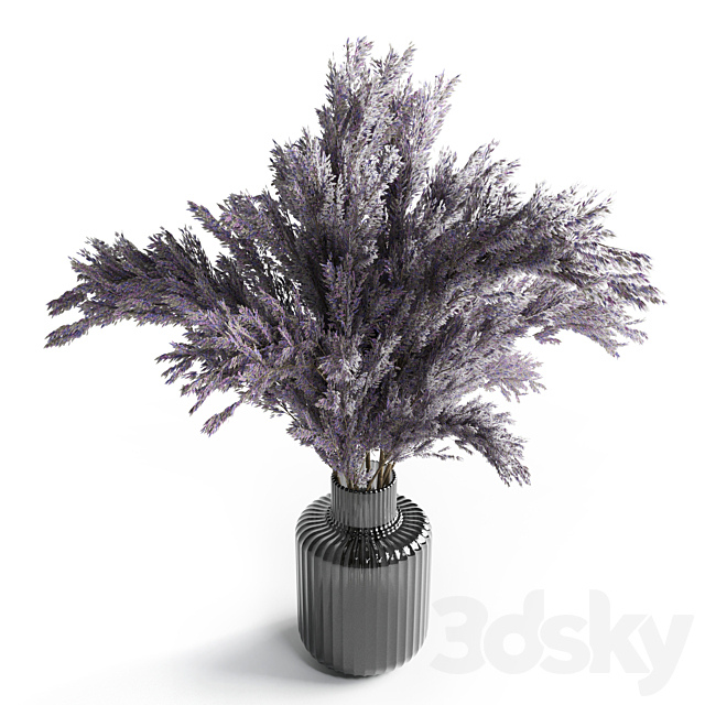 bouquet dry lavender vase glass 3ds Max - thumbnail 2