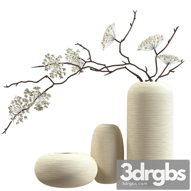 Bouquet Flowering Branches Ceramic Vases 3dsmax Download - thumbnail 1