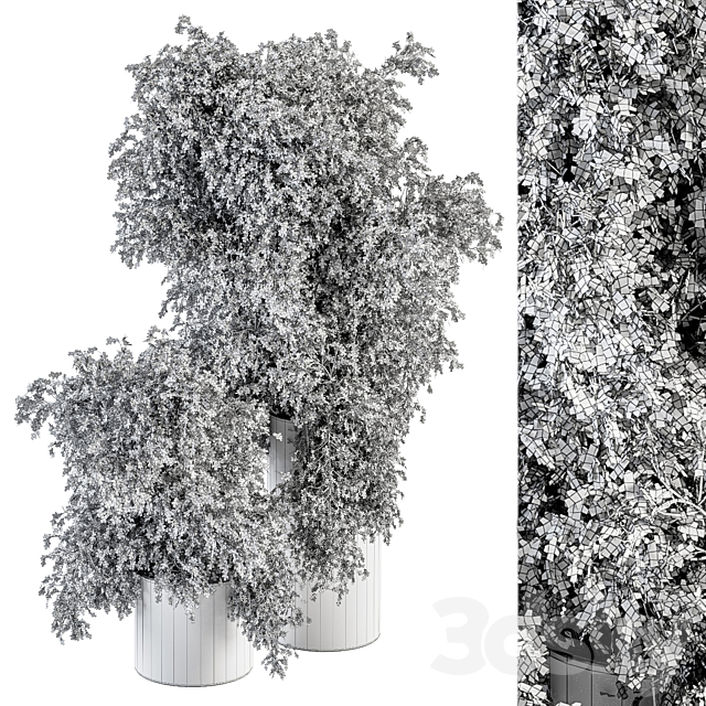 Bouquet – Green Branch in Concrete vase 79 3DSMax File - thumbnail 4