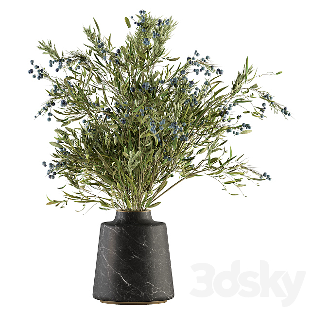 Bouquet – Green Branch in vase 54 3DSMax File - thumbnail 1