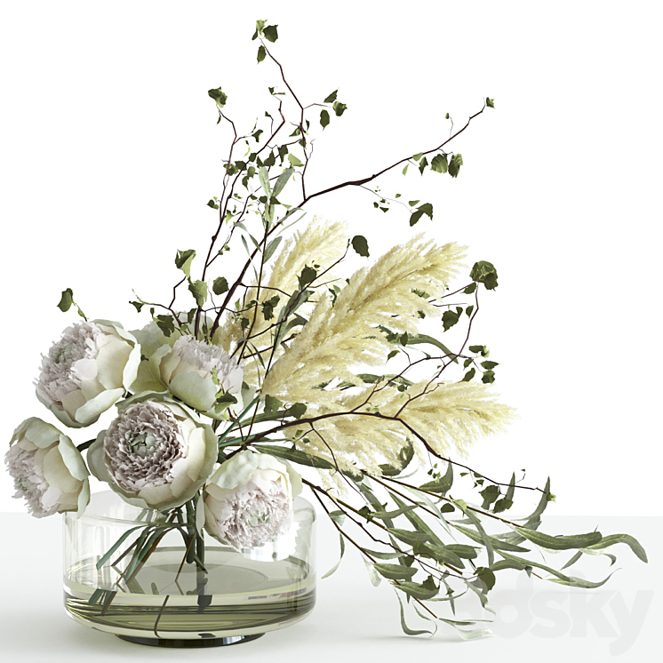 Bouquet in a glass vase 3DS Max Model - thumbnail 3