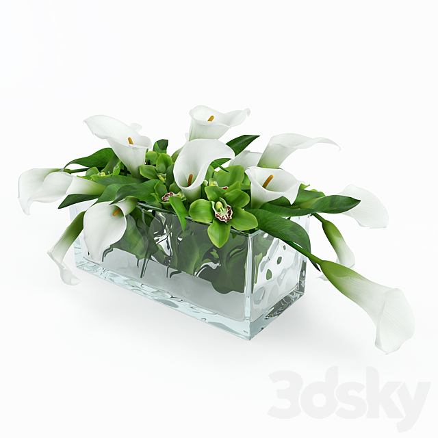 Bouquet in a glass vase 3ds Max - thumbnail 1