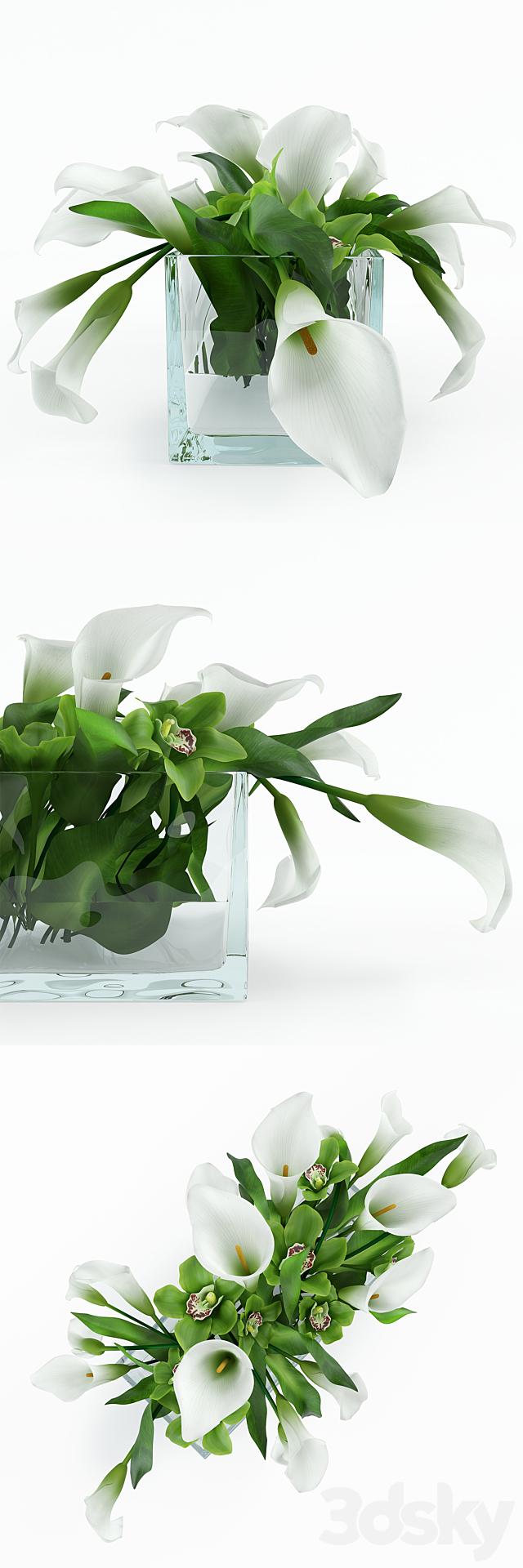 Bouquet in a glass vase 3ds Max - thumbnail 2