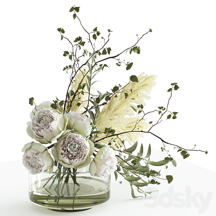 Bouquet in a glass vase 3DS Max - thumbnail 2