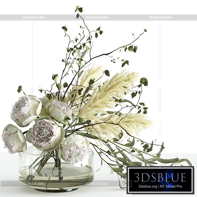 Bouquet in a glass vase 3DS Max - thumbnail 3