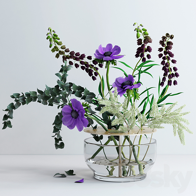 Bouquet in Ikebana vase 3ds Max - thumbnail 1