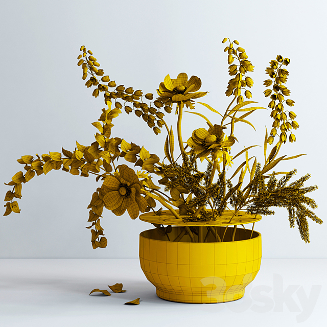 Bouquet in Ikebana vase 3ds Max - thumbnail 3