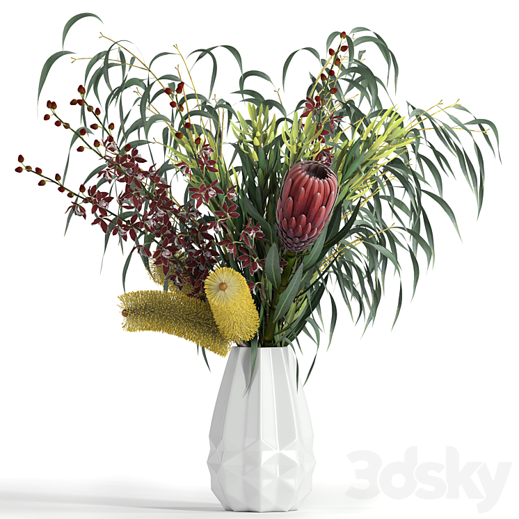 Bouquet in Katsura vase 3DS Max - thumbnail 1