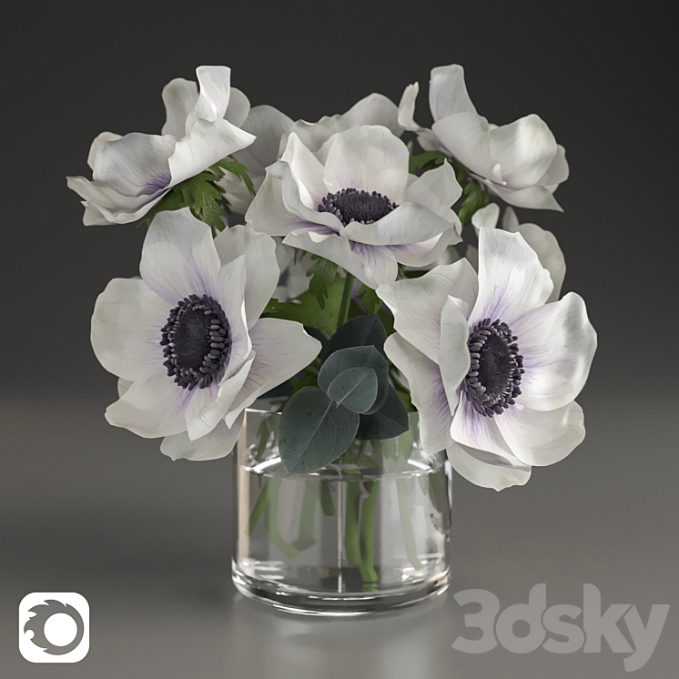 Bouquet of anemone 3DS Max - thumbnail 1