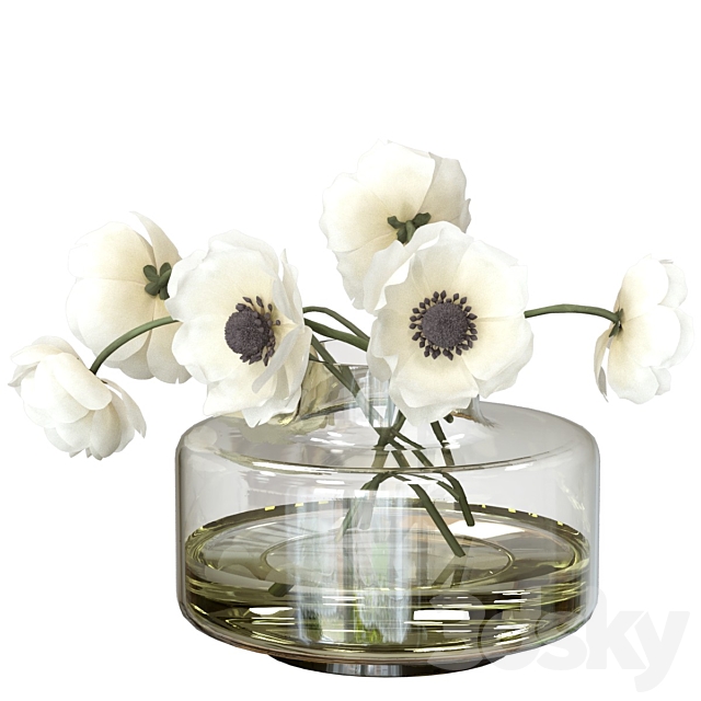 Bouquet of anemones 3DS Max Model - thumbnail 2