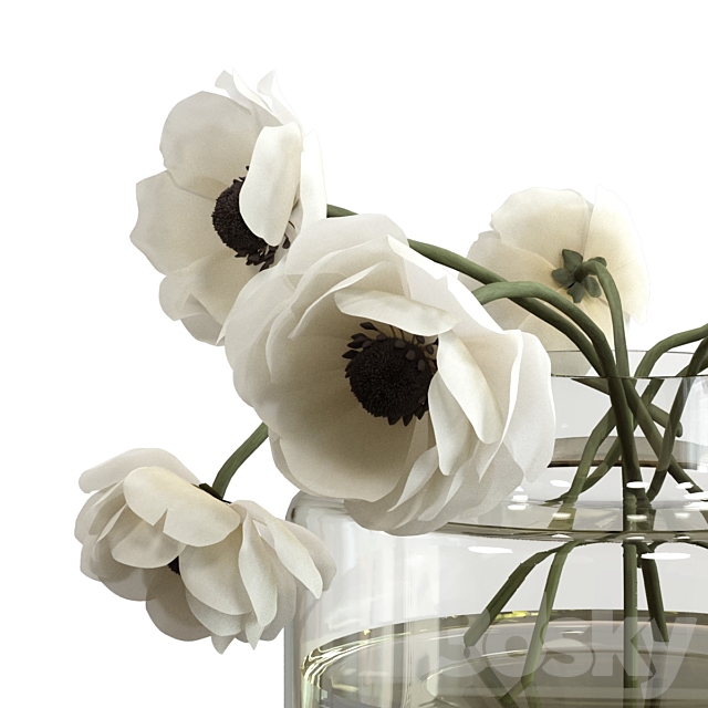 Bouquet of anemones 3DS Max Model - thumbnail 4