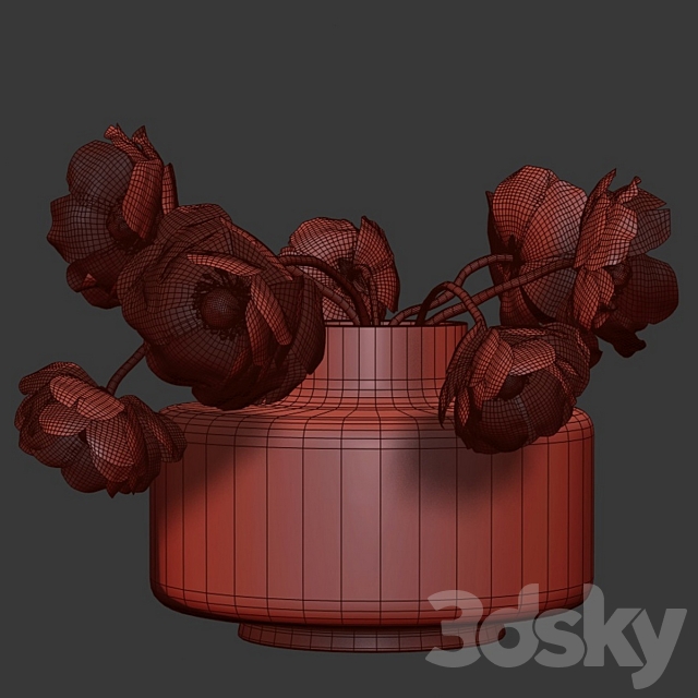 Bouquet of anemones 3DS Max Model - thumbnail 5