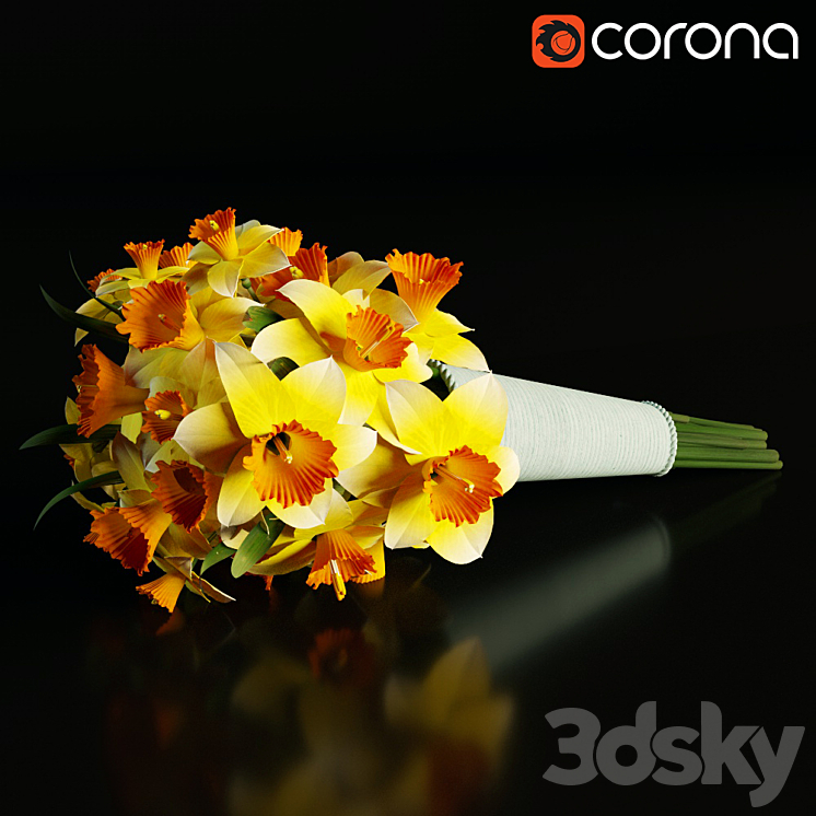 Bouquet of daffodils 3DS Max - thumbnail 1