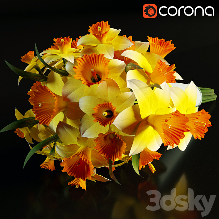 Bouquet of daffodils 3DS Max - thumbnail 2