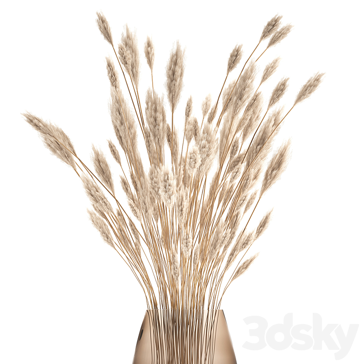 Bouquet of dried flowers in a glass vase with dry branches veynik . 149. 3DS Max - thumbnail 2