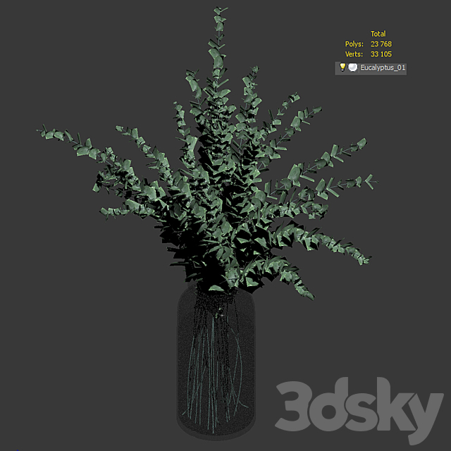 Bouquet of eucalyptus branches 3DS Max Model - thumbnail 3