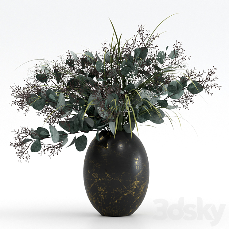 Bouquet of eucalyptus with grass 3DS Max - thumbnail 1