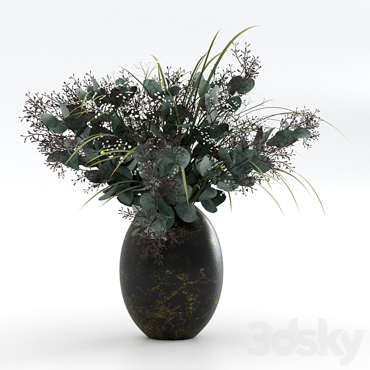 Bouquet of eucalyptus with grass 3DS Max - thumbnail 2