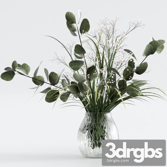 Bouquet of Eucalyptus with Grass and Flowers 3dsmax Download - thumbnail 1