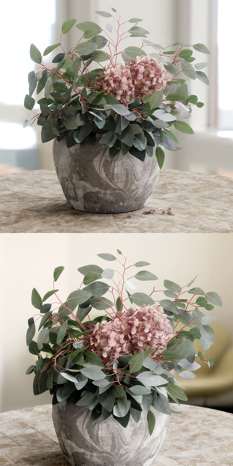 Bouquet of Eucalyptus with Hydrangea 3DS Max - thumbnail 2