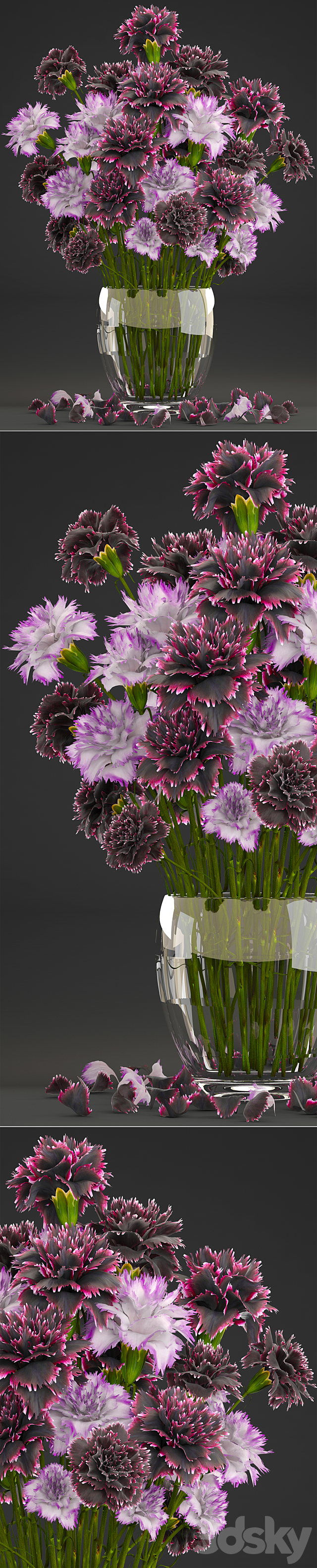 Bouquet of flowers 11. Carnation vase decor spring flowers 3DS Max Model - thumbnail 2