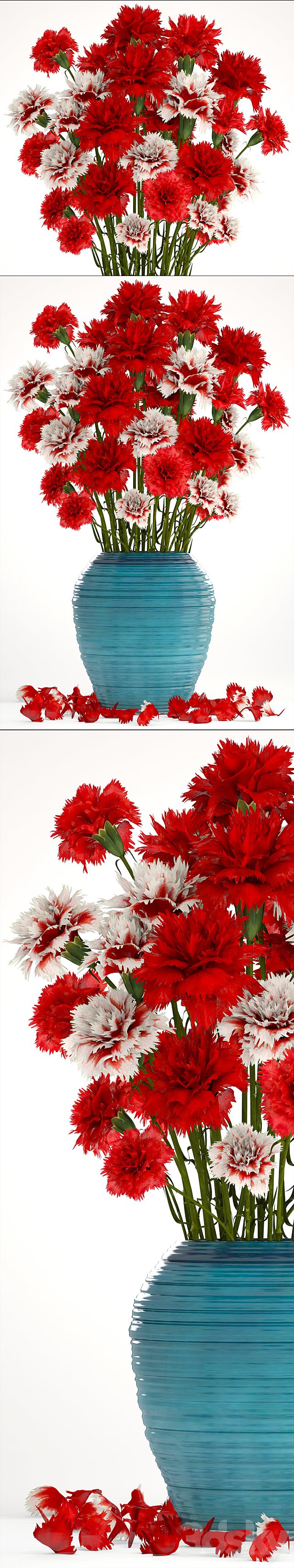 Bouquet of flowers 13. Carnation vase red flowers decor 3DS Max Model - thumbnail 2