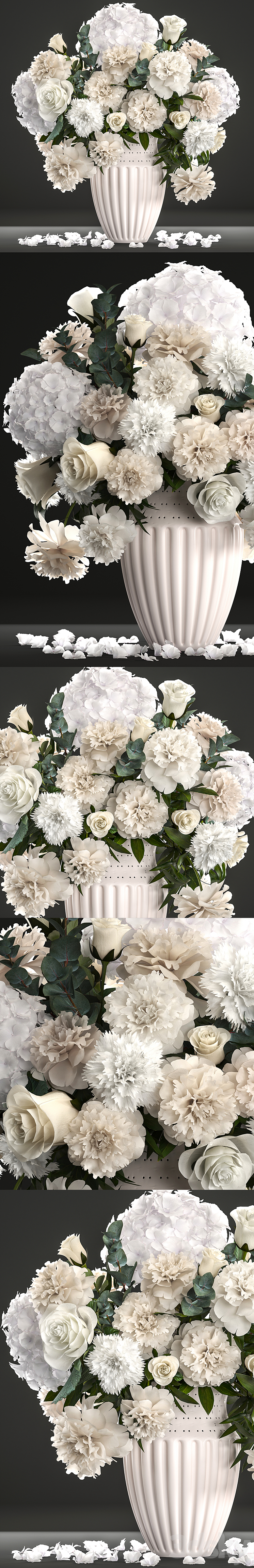 Bouquet of flowers 62. White hydrangea vase peonies eucalyptus carnation luxury decor table decoration 3DS Max - thumbnail 2